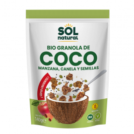 Bio granola coco, poma, canyella i llavors sense gluten Sol Natural