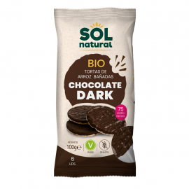 Tortetes d'arròs amb cobertura xocolata negra bio Sol Natural
