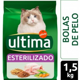 MENJAR CAT ESTERILITZAT ULTIMA BOLES PÈL 1.5 KG